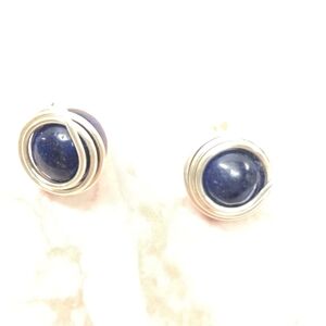 Hand Crafted Elegant Silver and Blue Stud Earrings